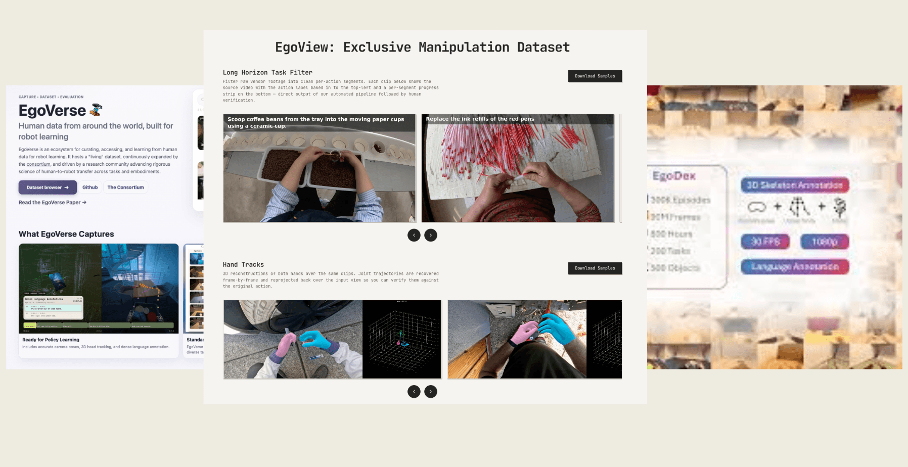 Why Filtering Makes the Dataset: EgoView vs EgoVerse vs EgoDex